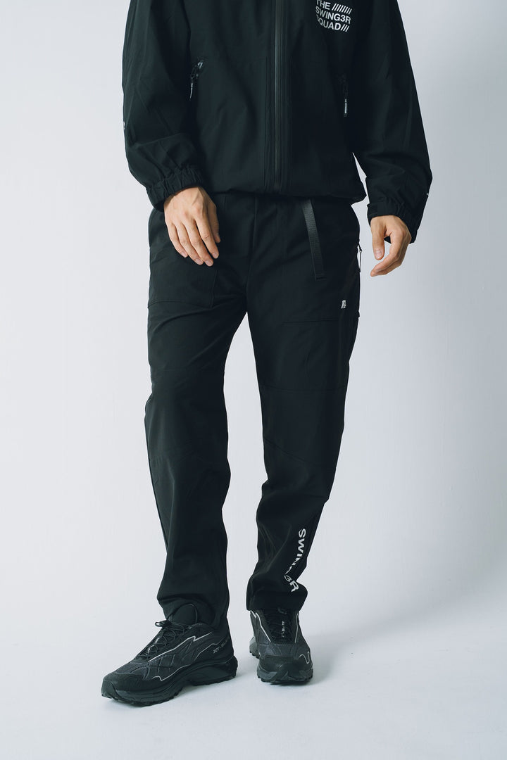 NYLON TRACK PANTS, BLACK