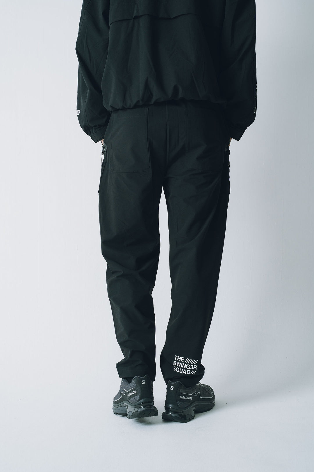 NYLON TRACK PANTS, BLACK