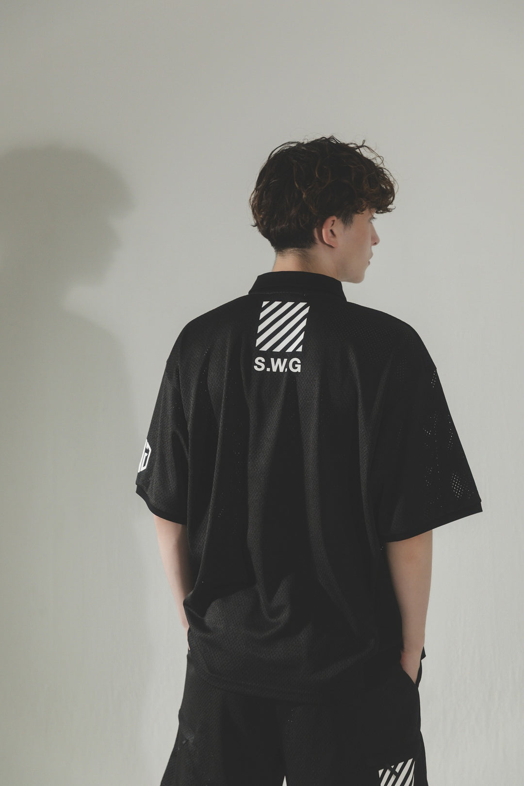 MESH POLO SHIRT, BLACK