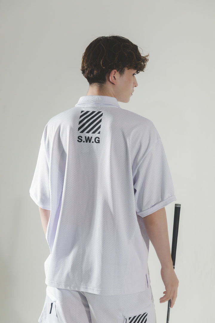 MESH POLO SHIRT, WHITE