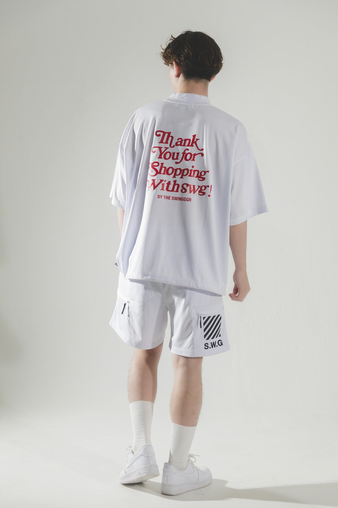 THANKS MESH MOCK TEE, WHITE