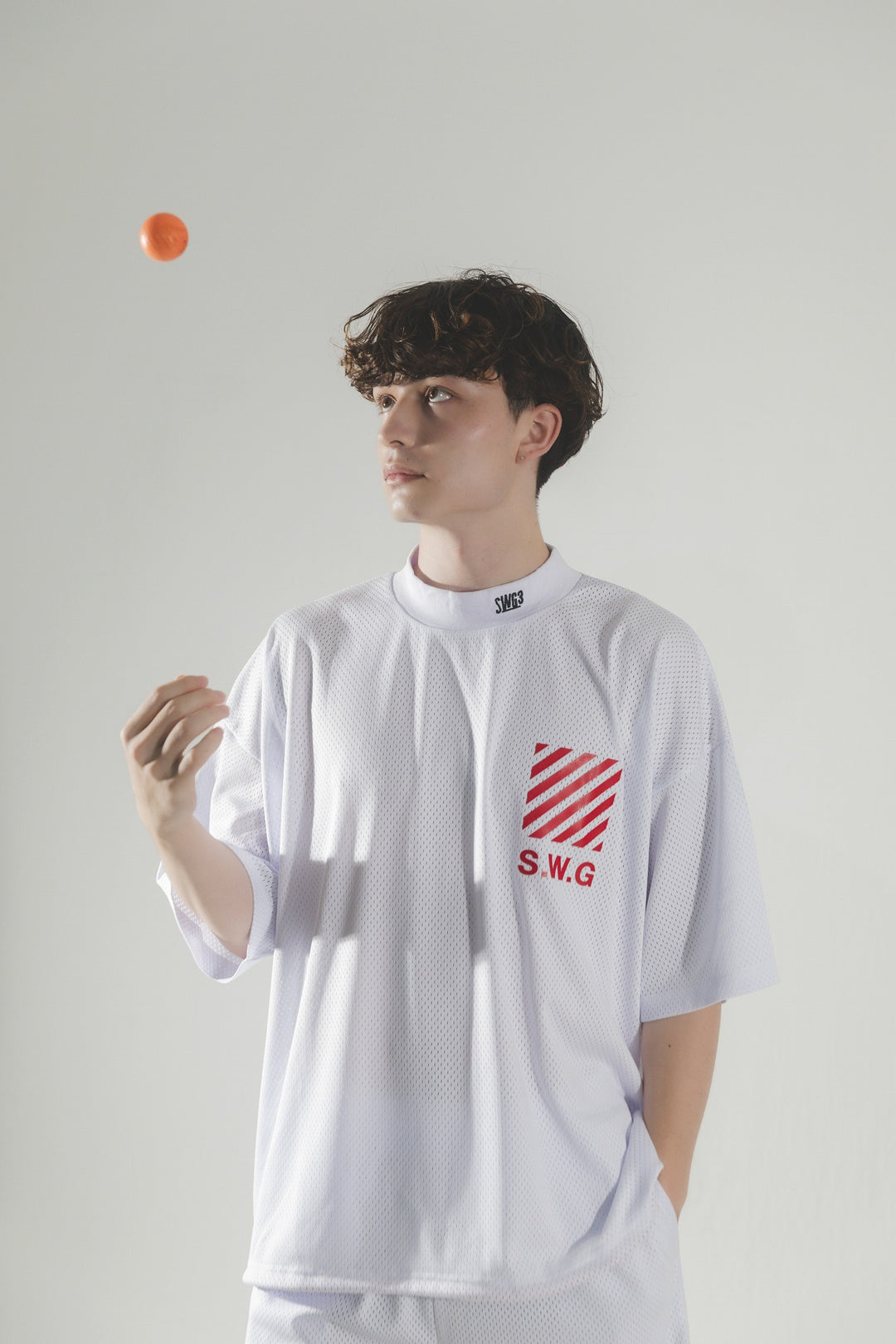 THANKS MESH MOCK TEE, WHITE