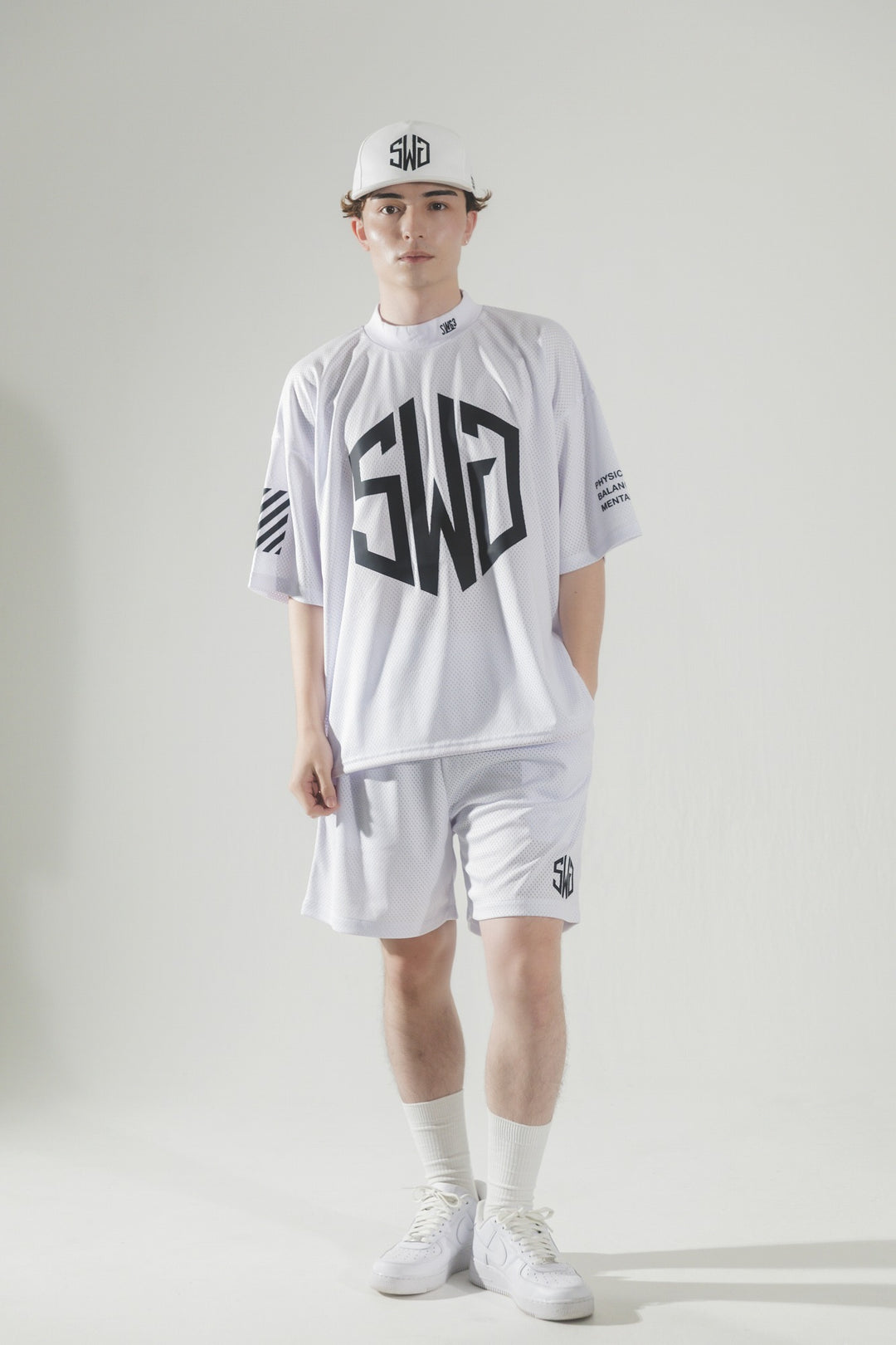 SWG MESH MOCK TEE, WHITE