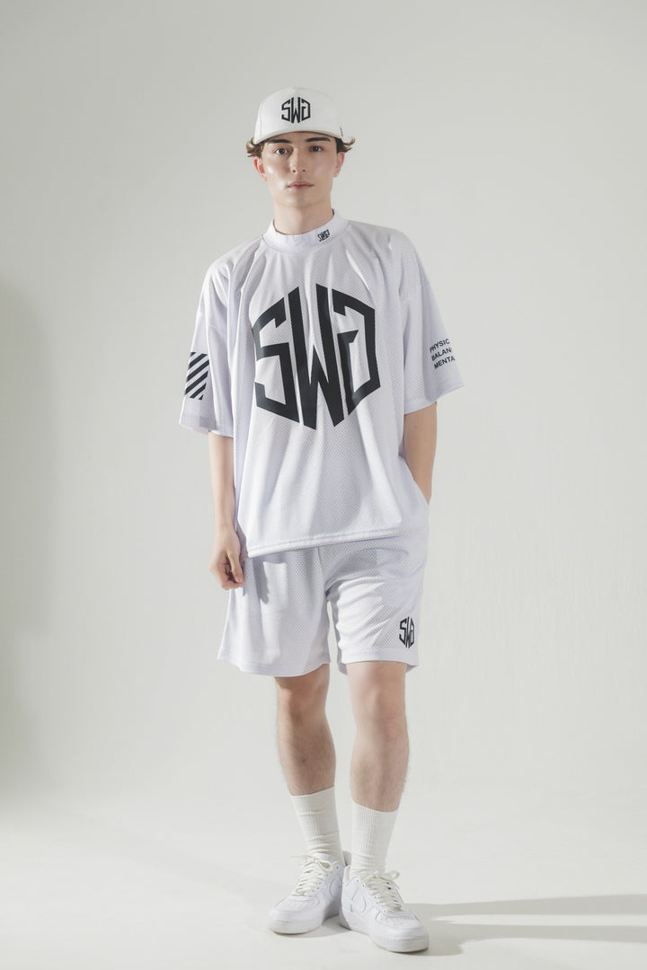 SWG MESH MOCK TEE, WHITE