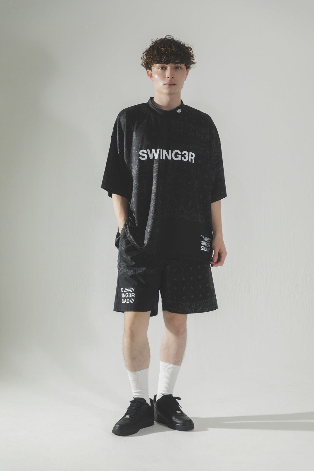 BANDANA  MOCK TEE, BLACK