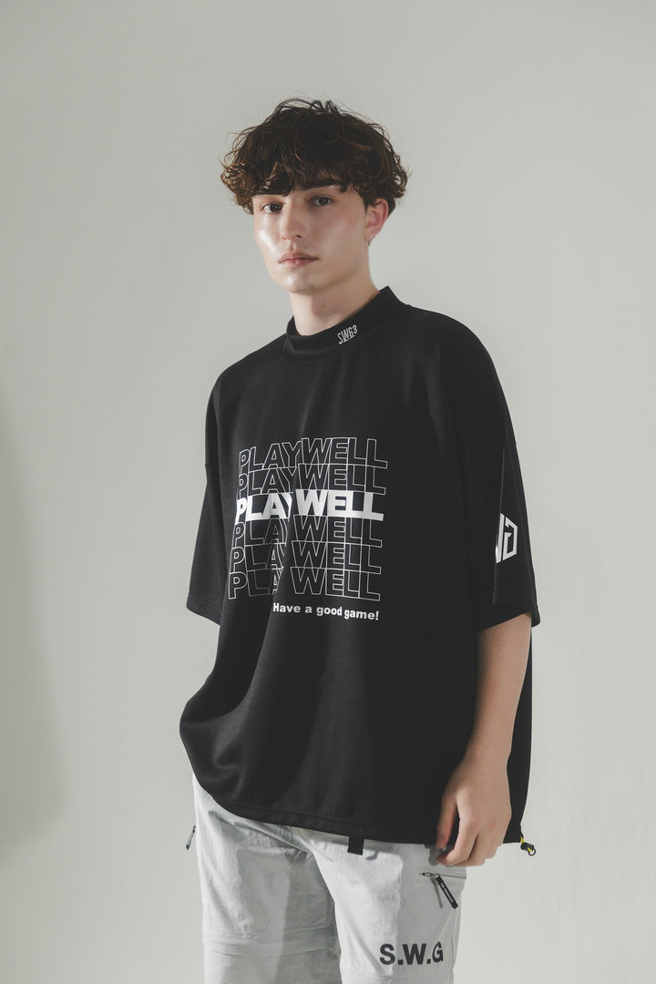 PLAY WELL MOCK TEE, BLACK