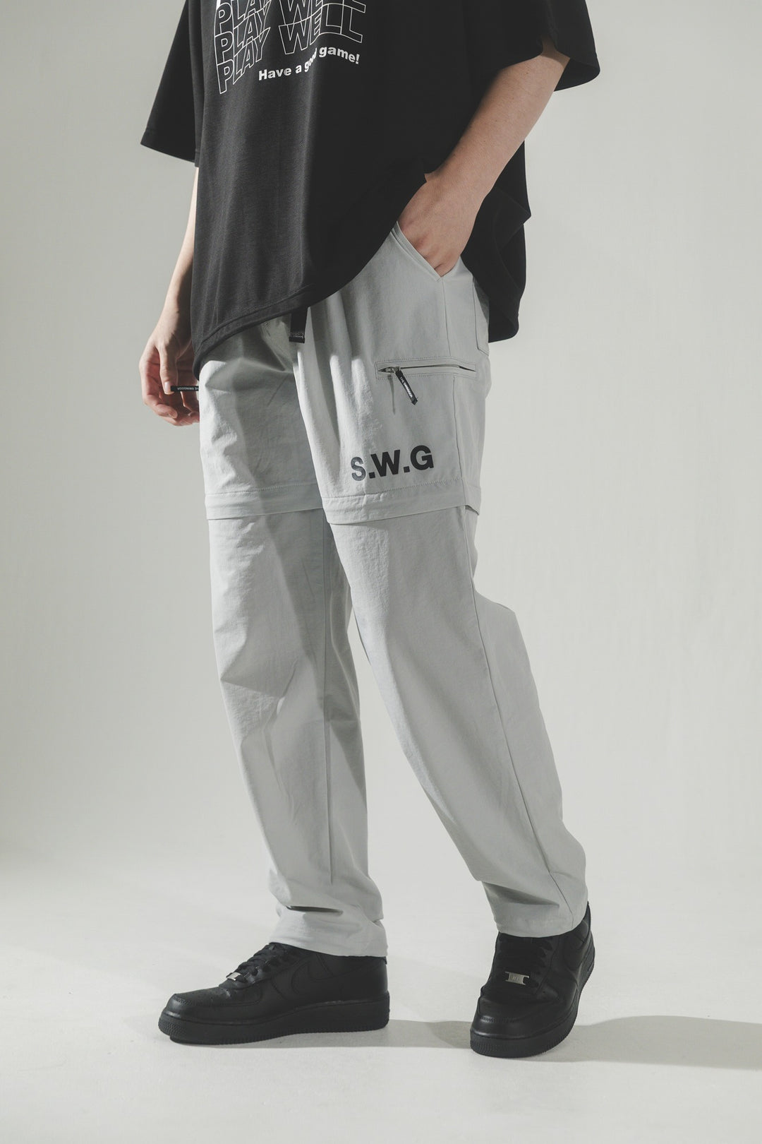 STRETCH NYLON DETACHMENT PT, L.GRAY