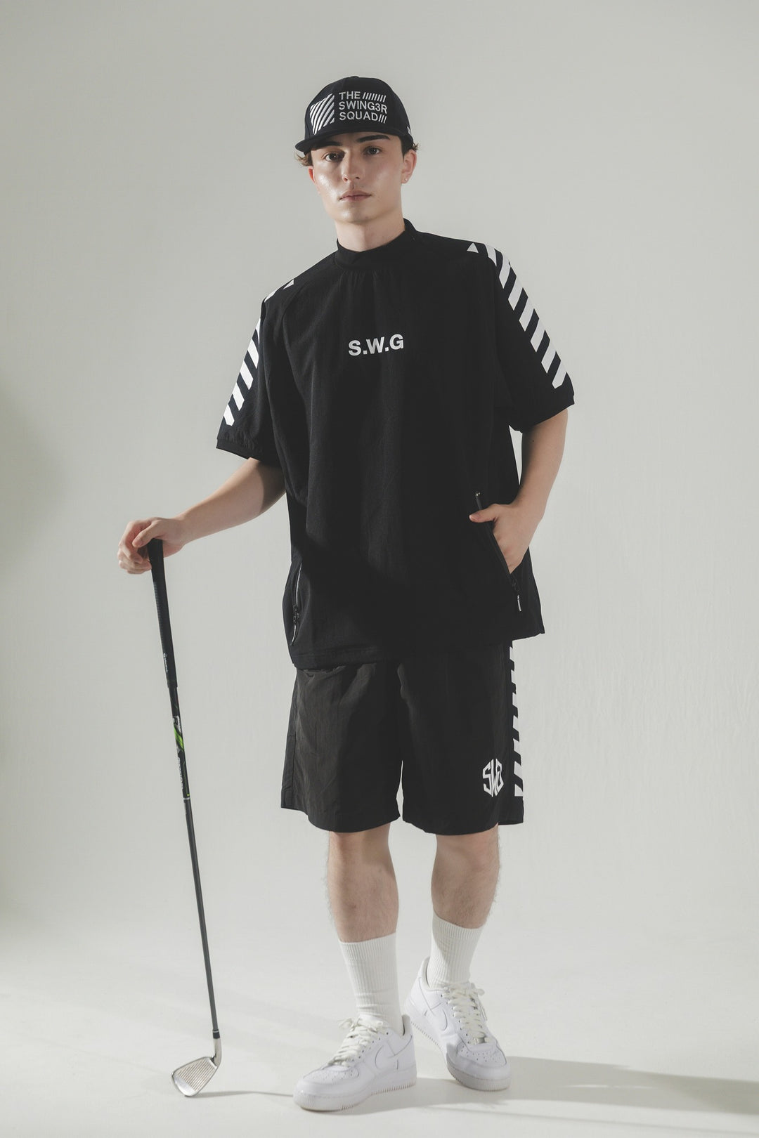STRETCH NYLON SHORT SLEEVE, BLACK