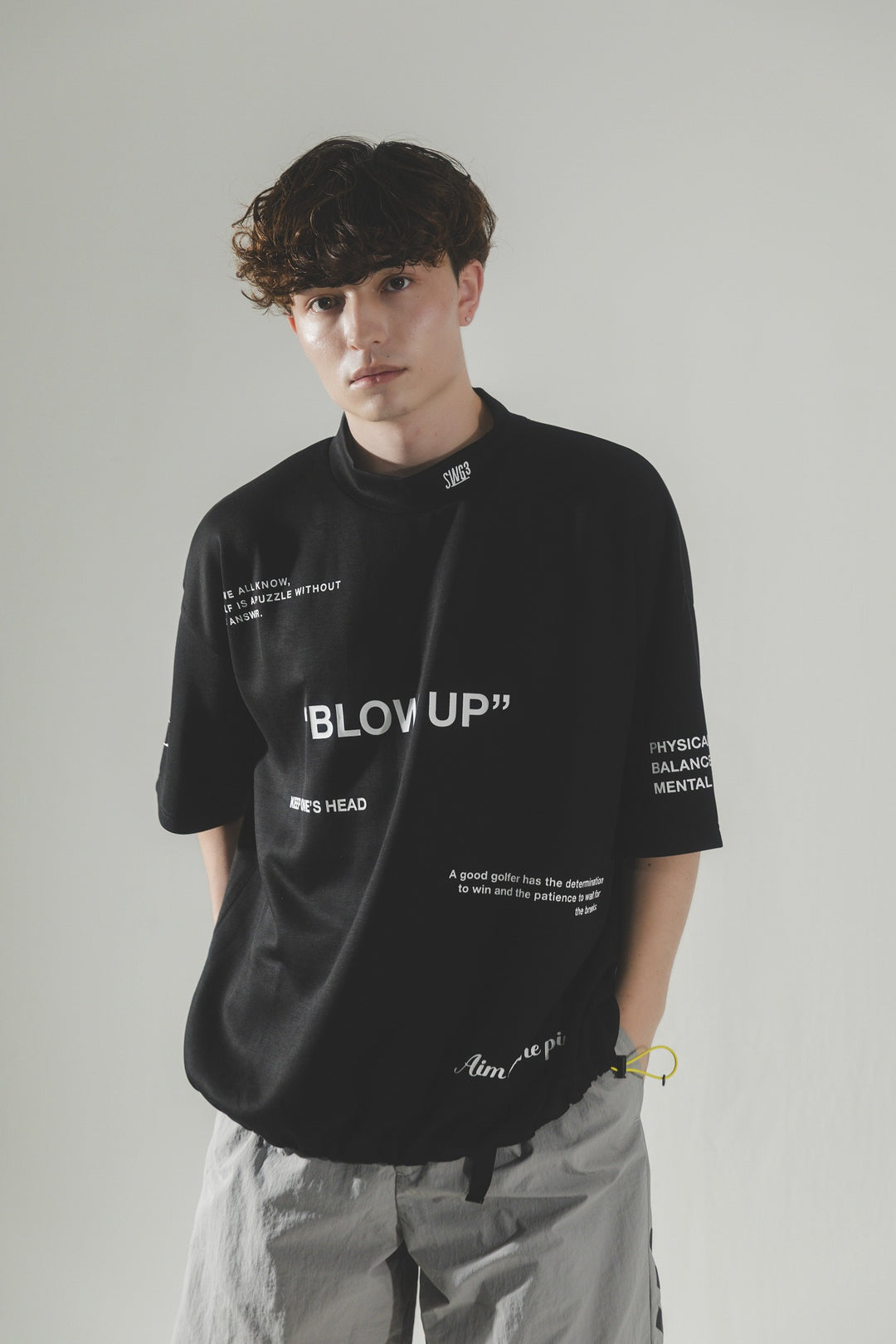 BLOW UP MOCK TEE, BLACK