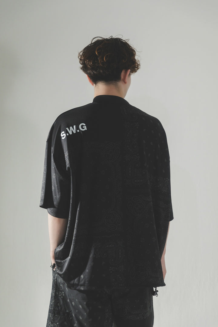 BANDANA  MOCK TEE, BLACK