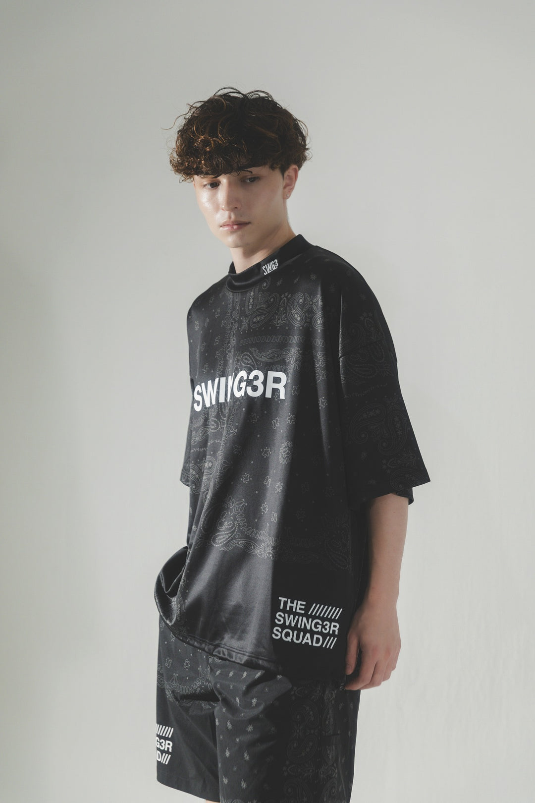 BANDANA  MOCK TEE, BLACK